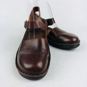 NAOT Brown Leather Close Toe Mary Jane Sandals